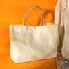 Factory wholesale custom large capacity 8oz canvas tote bag with leather handle