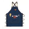 Household Couple Style Embroidery Logo Polyester Cotton Denim Apron with Factory Custom