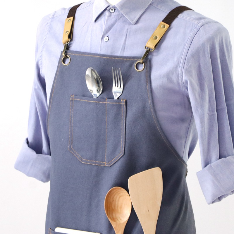 Factory Wholesale Thick Canvas Duable And Reusbale Restaurant Chef And Waiter Work Apron