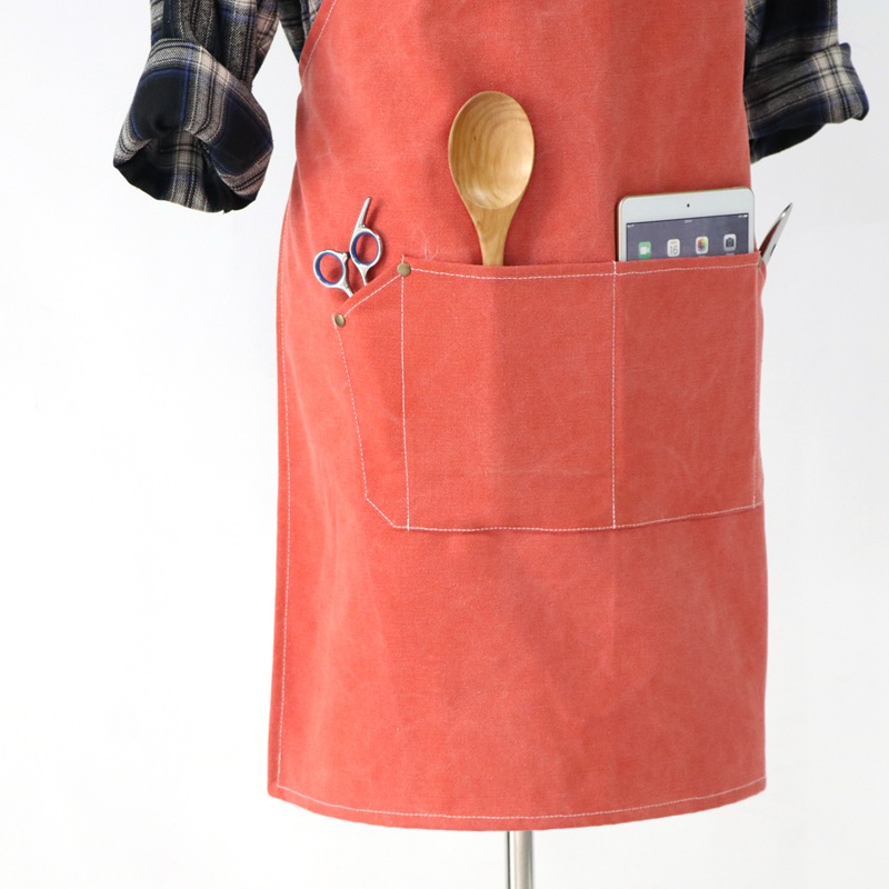 Simple design washed canvas colourful printing industrial gardener apron