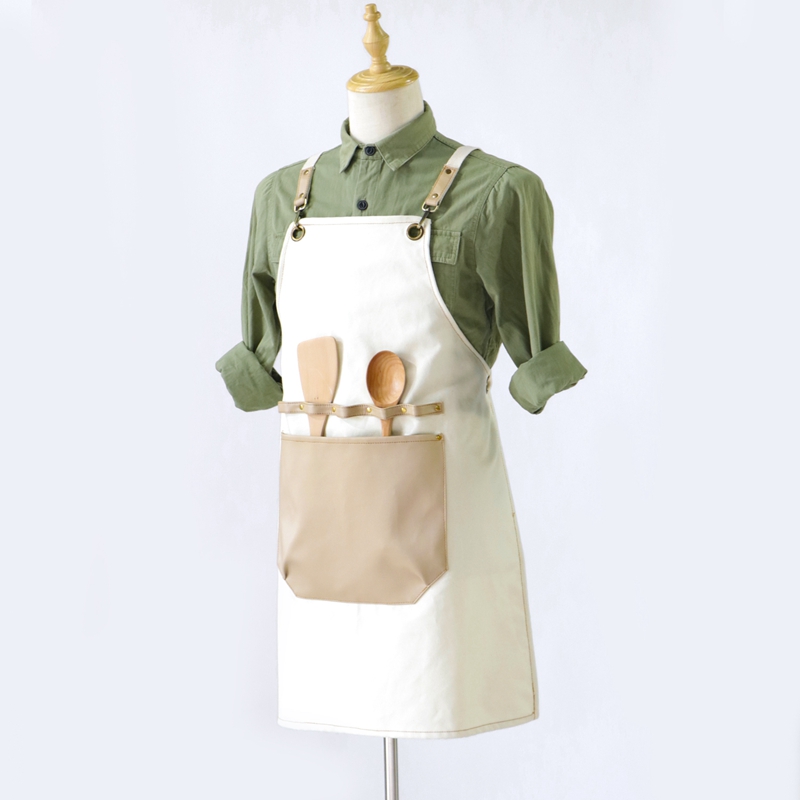 Multifunctional apron design with canvas and pu material stitching