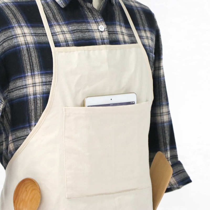 Amazon Hot Sale Custom Logo Simple And Lightweight Cotton Apron with Large Pocket