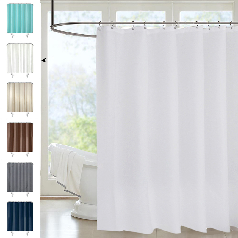 Amazon Source Manufacturer Polyester Waterproof Shower Curtain Solid Color Bathroom Curtain Fabric Send Ring Set Shower Curtain Bathroom Partition Curtain