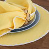 Yellow linen cloth scallop napkins wedding party table decor napkins with custom printing design logo 
