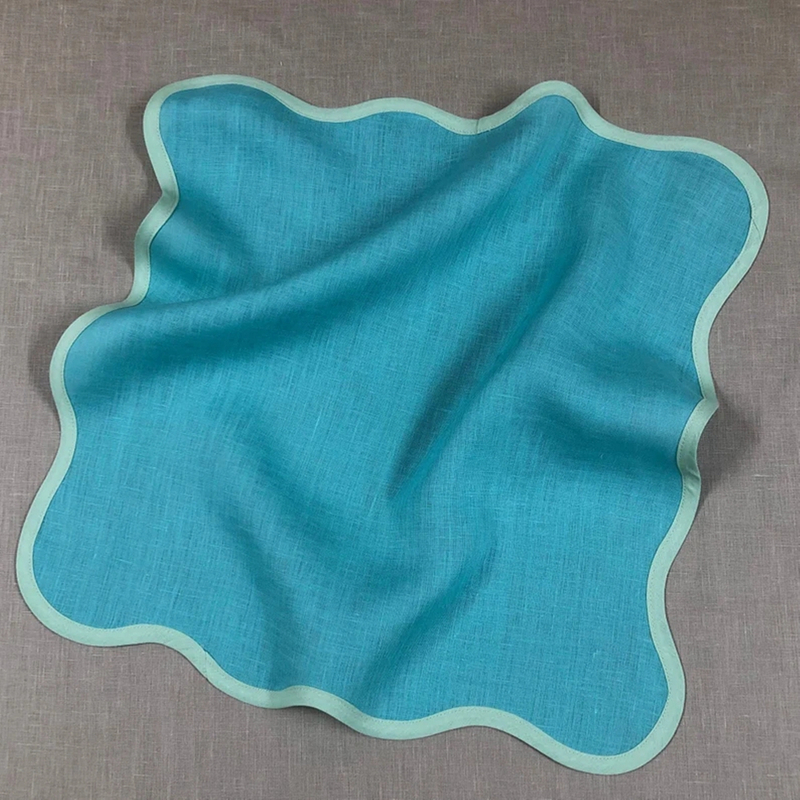 Solid scallop linen napkins 100% Cotton Satin Band Linen Table Cloth Hotel Kitchen Napkins