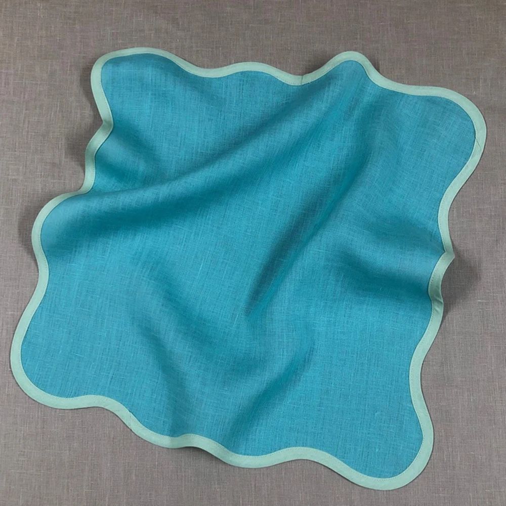 Solid scallop linen napkins 100% Cotton Satin Band Linen Table Cloth Hotel Kitchen Napkins