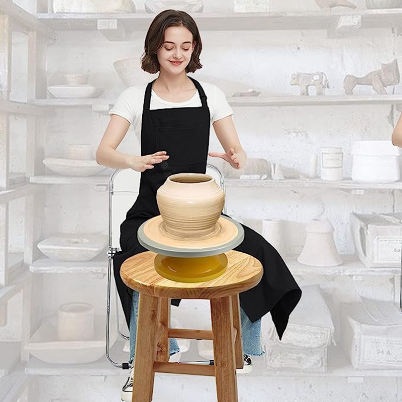 Pottery Apron Split Leg Long Kitchen Art Crafts Painting Apron with 3 Pockets Ceramics Clay Aprons for Women Men