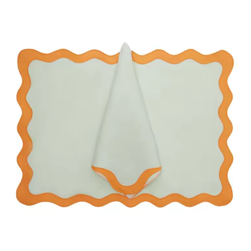 Scalloped Linen Applique Napkin Modern Style Table Decor Exclusively Made Napkin