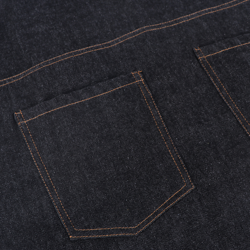 Black durable denim apron fashion design denim apron with leather straps for garden 