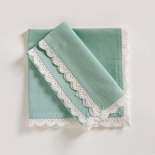 Dinner Napkin Cotton 12 Pack Natural Mitered Corners with Elegant Lace for Everyday Use Napkins are Pre Shrunk and Good Absorbency with Lace