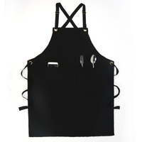 Black Polyester Cotton Canvas Thicken Wear-resistant Kitchen Cooking Apron Form China Supplier