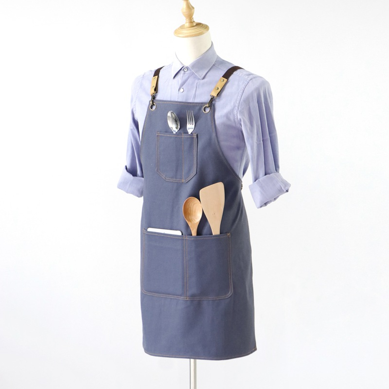 Factory Wholesale Thick Canvas Duable And Reusbale Restaurant Chef And Waiter Work Apron
