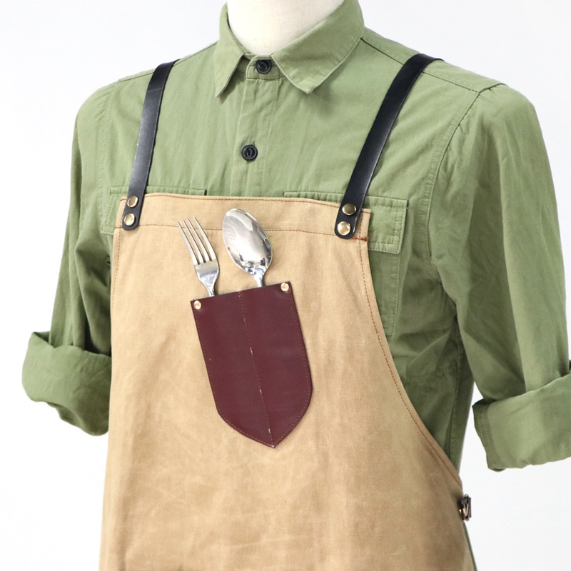 Industrial Wax Canvas Apron Design , Oil And Pollution-proof Heavy Industry Apron Custom
