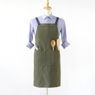 Simple Fashion Army Green Polyester Cotton Canvas Apron Garden Cleaning Work Apron