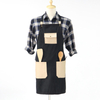 Black Cotton And PU Pocket Design Long Polyester-cotton Canvas Apron