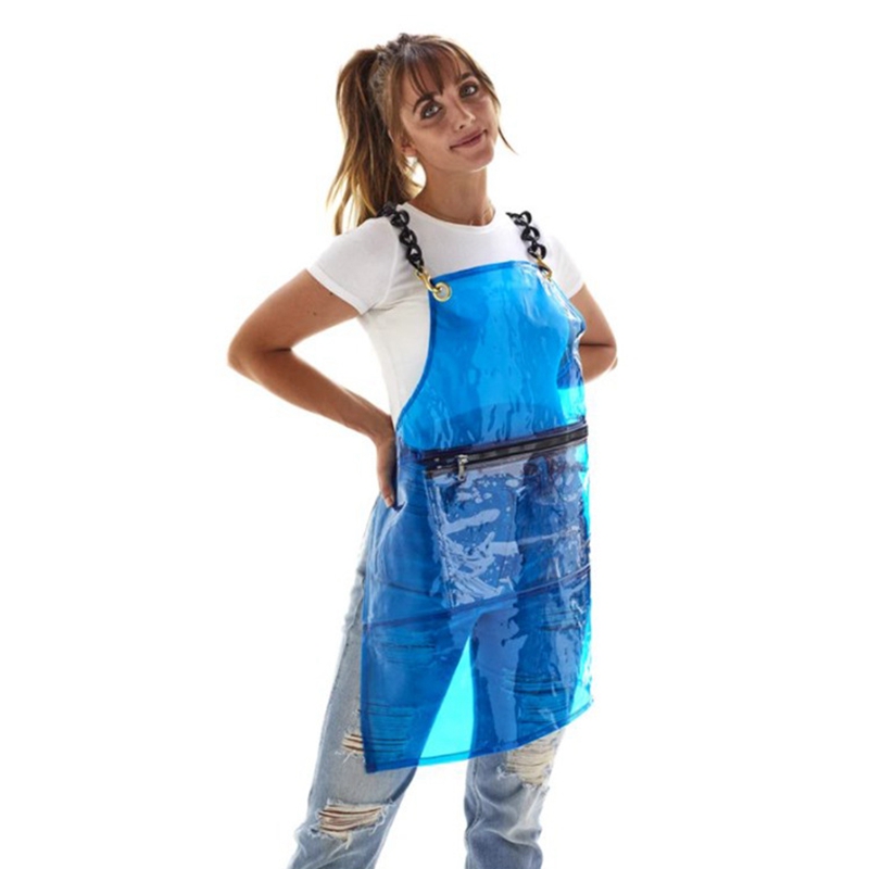 Custom Fashion Clear Plastic Sexy Transparent Waterproof Oilproof TPU Apron for Salon 