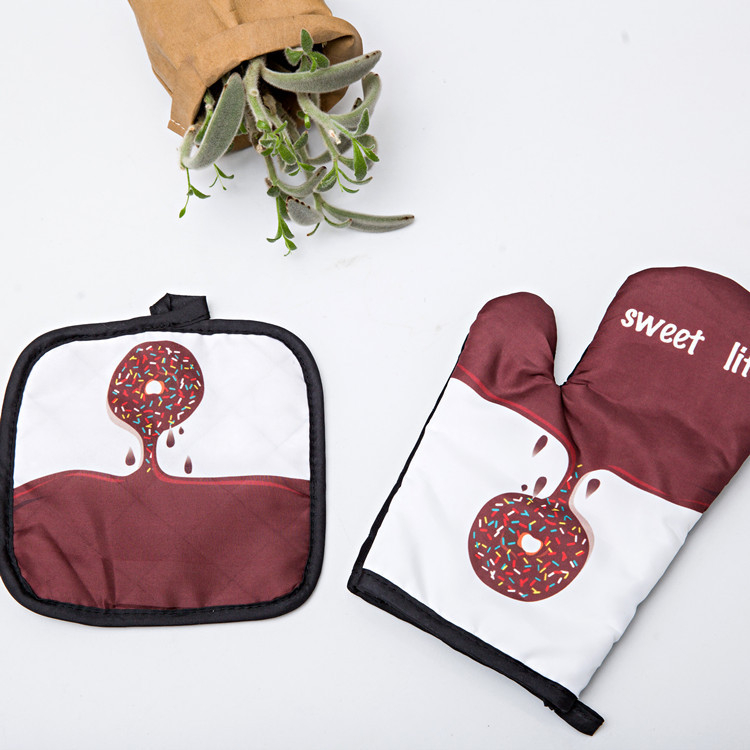 Factory Direct Sales Kitchen Special Thick Insulation Anti-scald High Temperature Baking Oven Mitt with Pot Holder