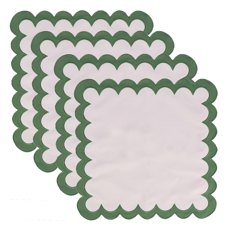 Double-layer Applique Scallopped Napkins 100% Cotton Napkins Table Decorate Washable Napkins For Party