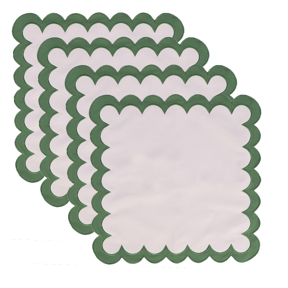 Double-layer Applique Scallopped Napkins 100% Cotton Napkins Table Decorate Washable Napkins For Party