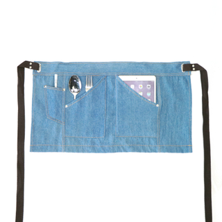 Washed Denim Apron for Home Multi Pockests Design Custom Logo Short Apron Family Garden Denim Apron