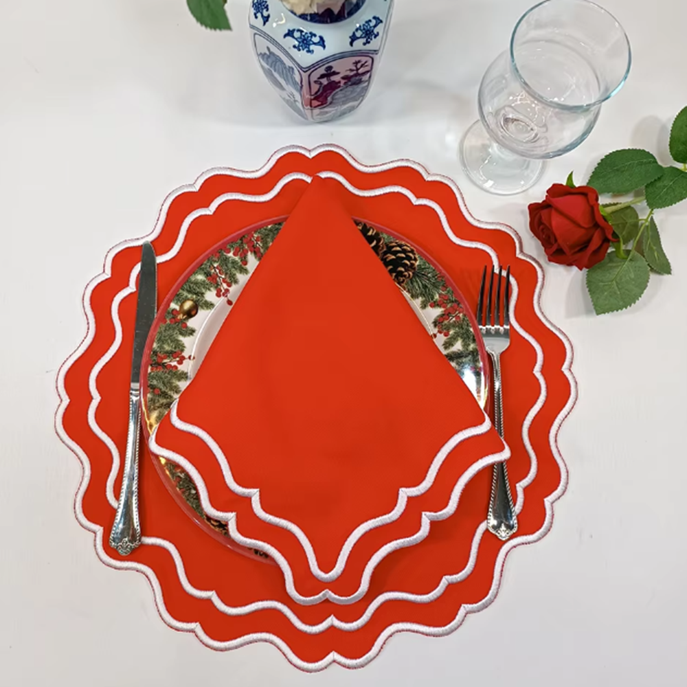 100% Linen Special-shaped Napkin Applique Napkin Modern Style Christmas Napkins Table Festival Decor