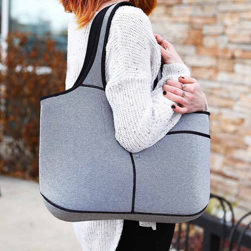 Women's Soft Tote Shoulder Bag Neoprene Handbag Laptop Computer Travel Bag Purse