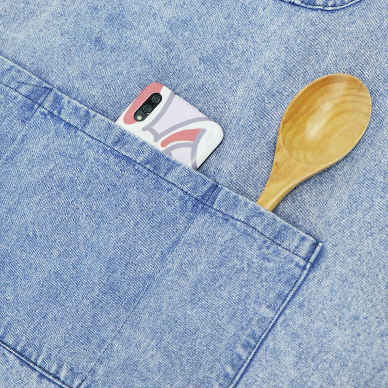 68*86 cm customized polyester cotton denim apron for restaurant kitchen work