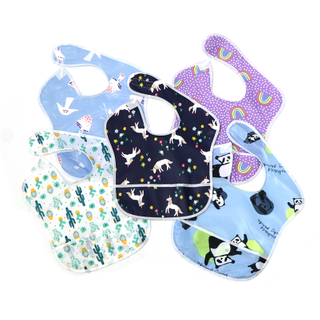 Factory customized cartoon printing polyester children bib waterproof baby apron