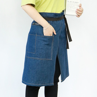 Factory Custom Polyester Cotton Blue Denim Waist Apron with Logo Printed