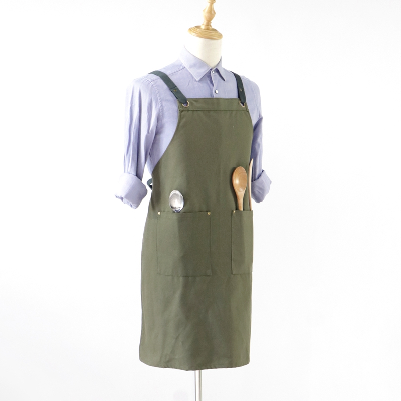 Simple Fashion Army Green Polyester Cotton Canvas Apron Garden Cleaning Work Apron