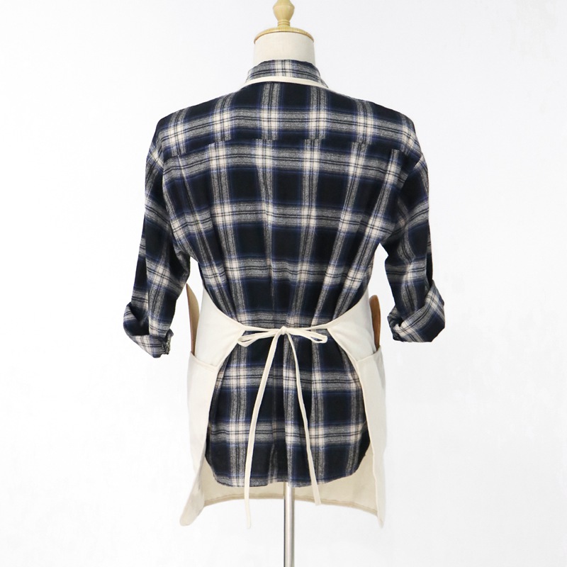 Amazon Hot Sale Custom Logo Simple And Lightweight Cotton Apron with Large Pocket