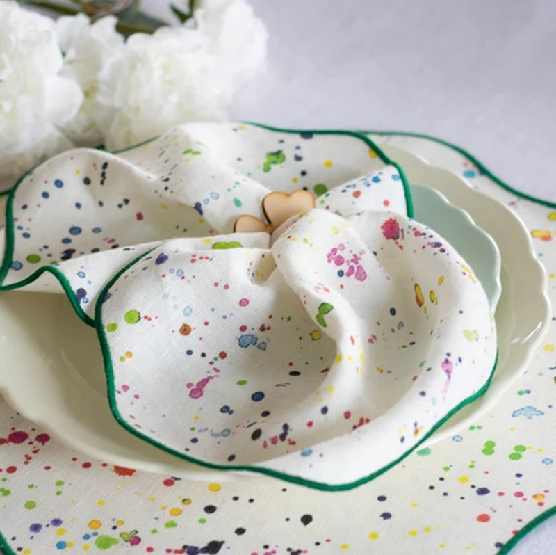 High quality custom design stone washed linen cloth scallop napkins wedding napkins for table decor