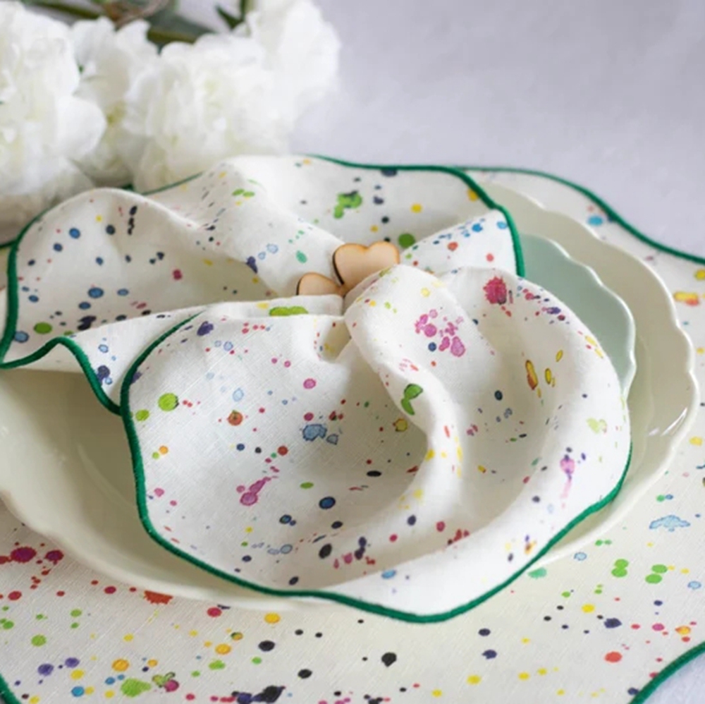 High quality custom design stone washed linen cloth scallop napkins wedding napkins for table decor