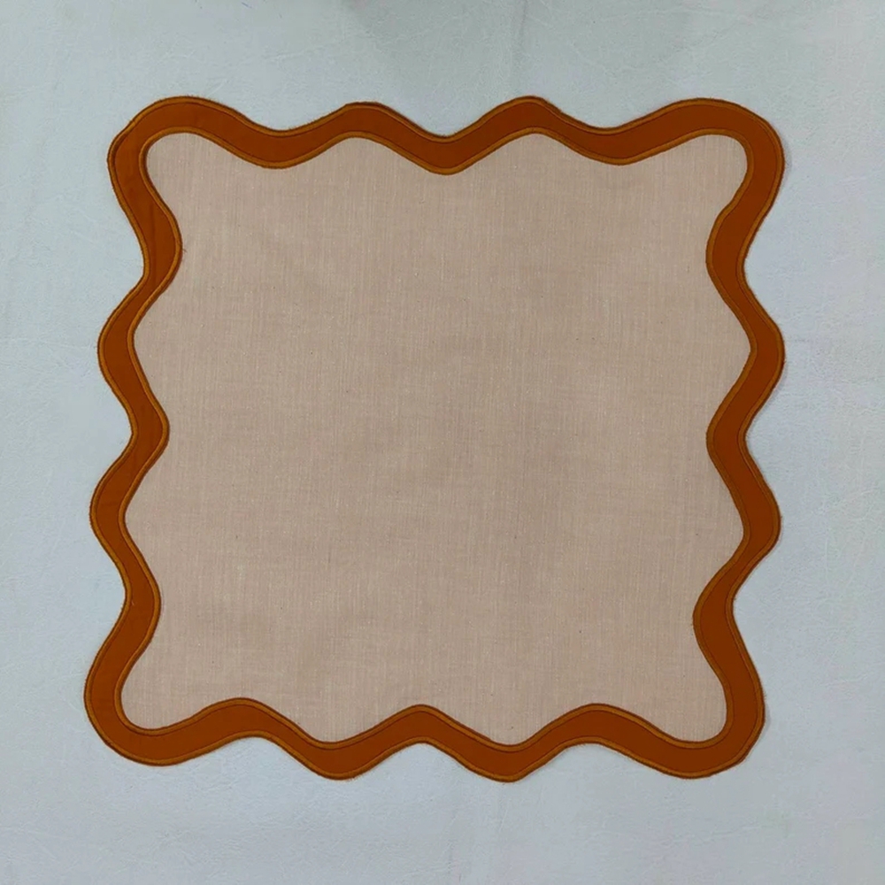 Wholesale Table Linens Embroidered Napkins Dyed Color Linen wave scallop cloth napkin cotton table decor