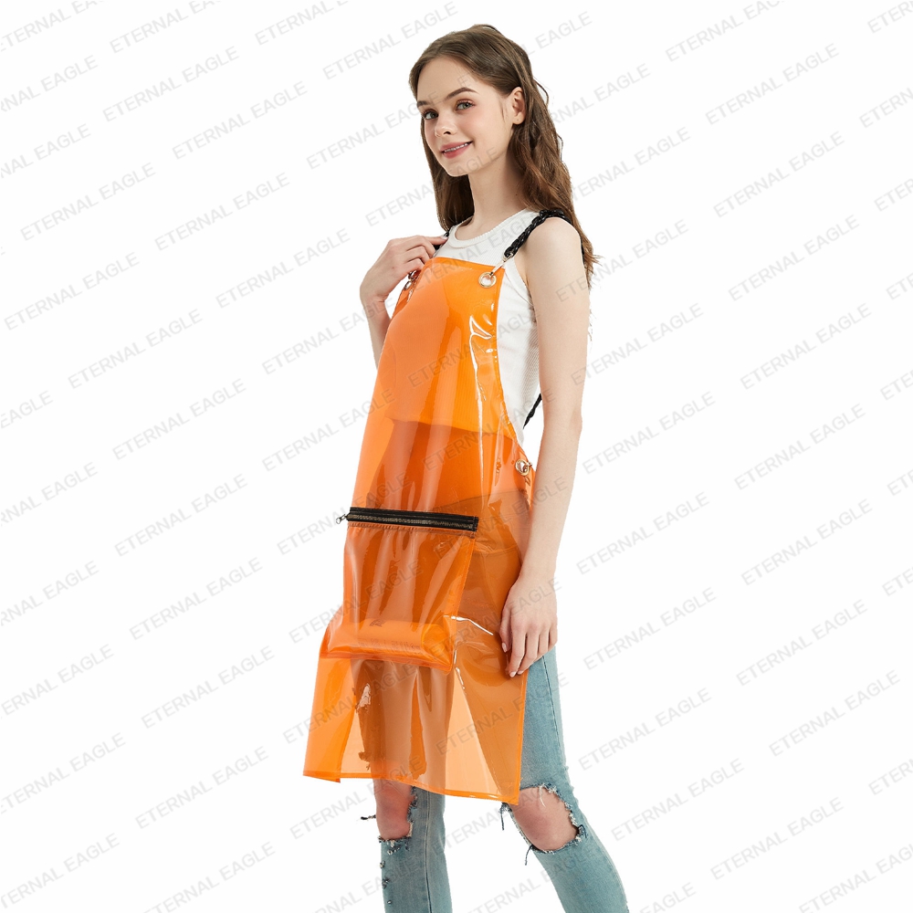 Clear Transparent TPU Apron House Accessories Waterproof Home Kitchen Hair Salon Washable TPU Barber Shop Long Chain Apron