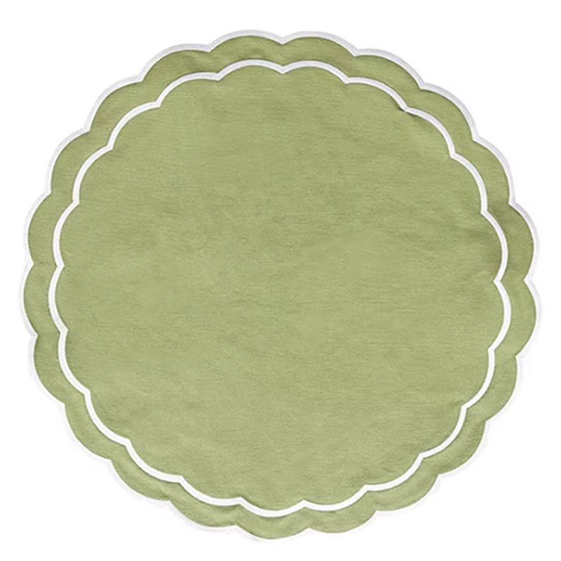 Scalloped Round Cotton Applique Napkin Combine Practicality With Style Exclusively Made Table Decor