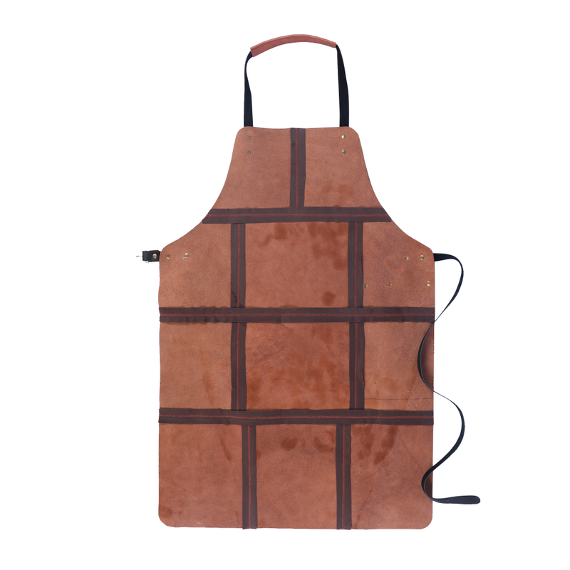 Fashion Leather Apron New Style Hot Selling Splicing Genuine Leather Apron with Straps for Working 