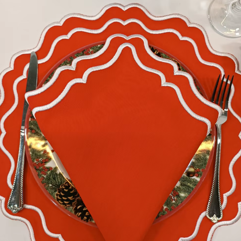 100% Linen Special-shaped Napkin Applique Napkin Modern Style Christmas Napkins Table Festival Decor
