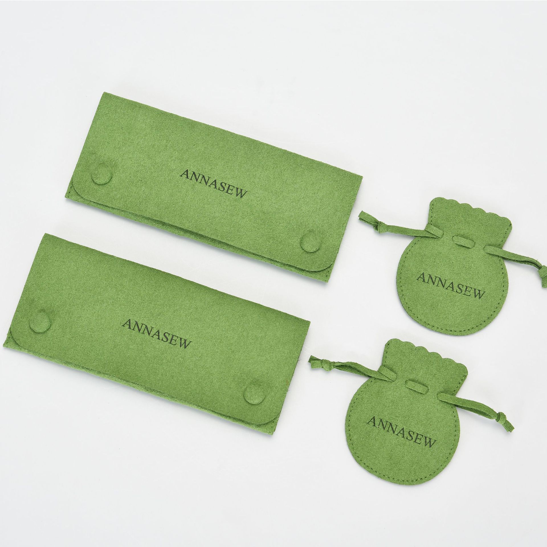 Wholesale Green Microfiber Jewelry Pouch Fashional Custom Logo Jewelry Packaging with Different Style 