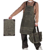 Durable Family Waxed Canvas Tool Set Garden Waxed Canvas Apron, Bag And Mat Set for Working 