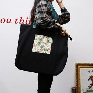 Extra large capacity thick durable eco friendly breathable fashion cotton canvas tote bag with floral printing