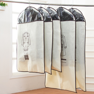 Household wardrobe non woven garment bag transparent hanging suit coat storage bag