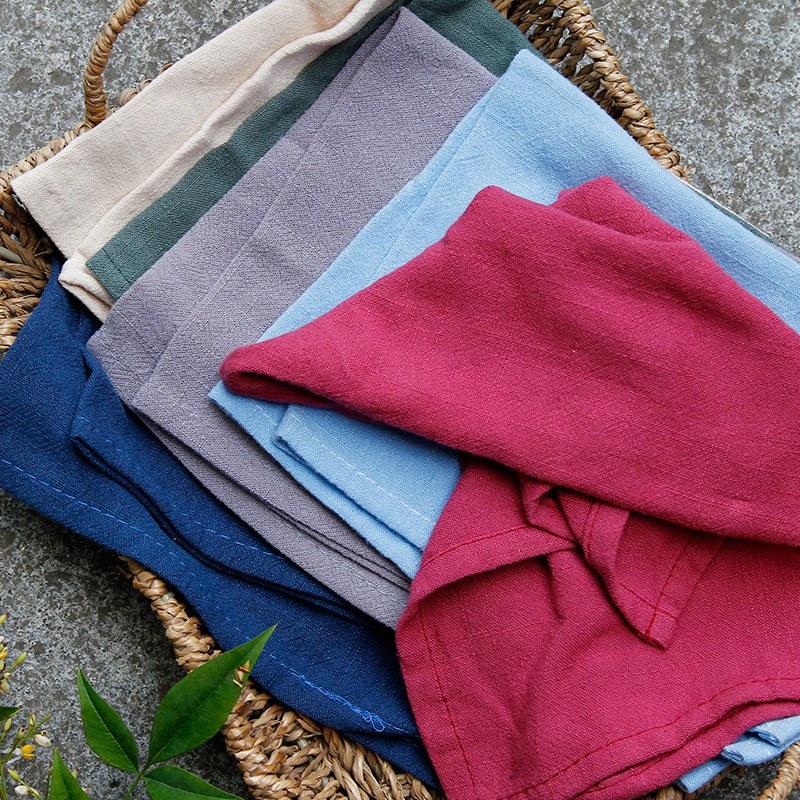 Plain cotton and hemp creative napkin family western food square towel