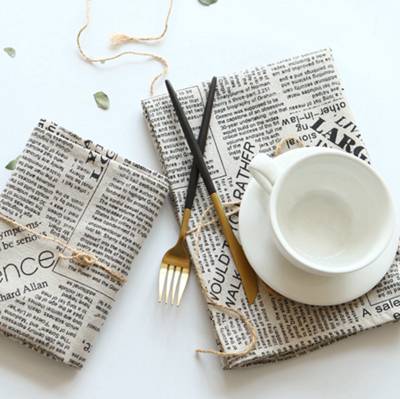 Retro Nordic cotton and hemp newspaper art napkin eat mat wholesale
