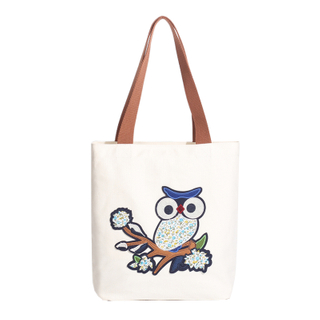 Embroidery logo custom cartoon pattern fashionable environmental delicate lady handheld shopping bag