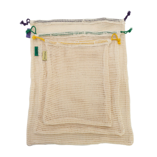 New fashion eco friendly and breathable vegetable and fruit net bag cotton mesh drawstring bag