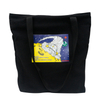 Digital cartoon printing black canvas tote shopping bag for wholesale