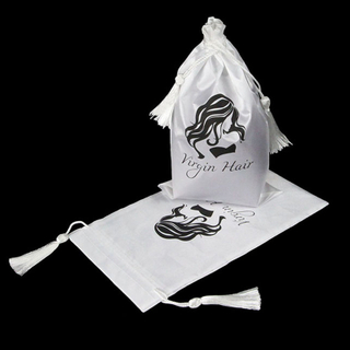 Bulk factory promotional logo silk printing soft and smooth satin bag for wig package