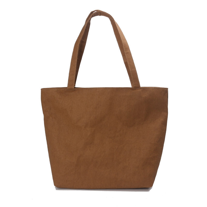 Simple large capacity tear-resistant reusable washed kraft paper shopping bag custom