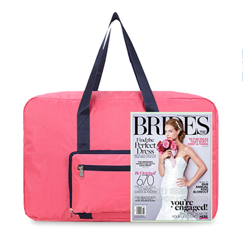 Waterproof foldable 210d oxford cloth fabric large capacity short travel bag for trolley case use